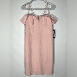 Bebe Pale Pink Off-The-Shoulder Mini Dress